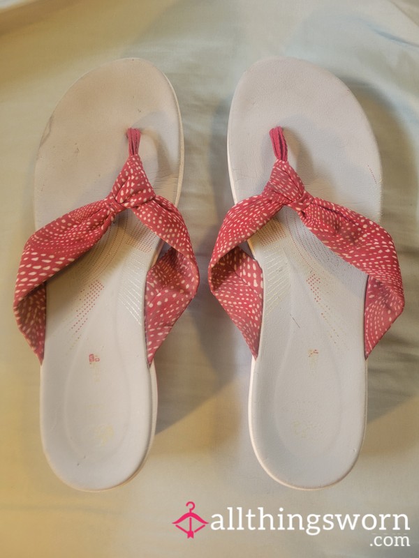Clark's Flip Flops: Molded Toes In Rubber Footbed
