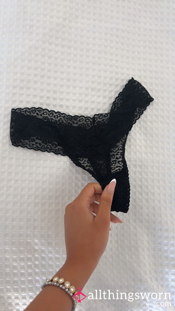 Cla**ic Black Lace Thong - 24 Hour Wear