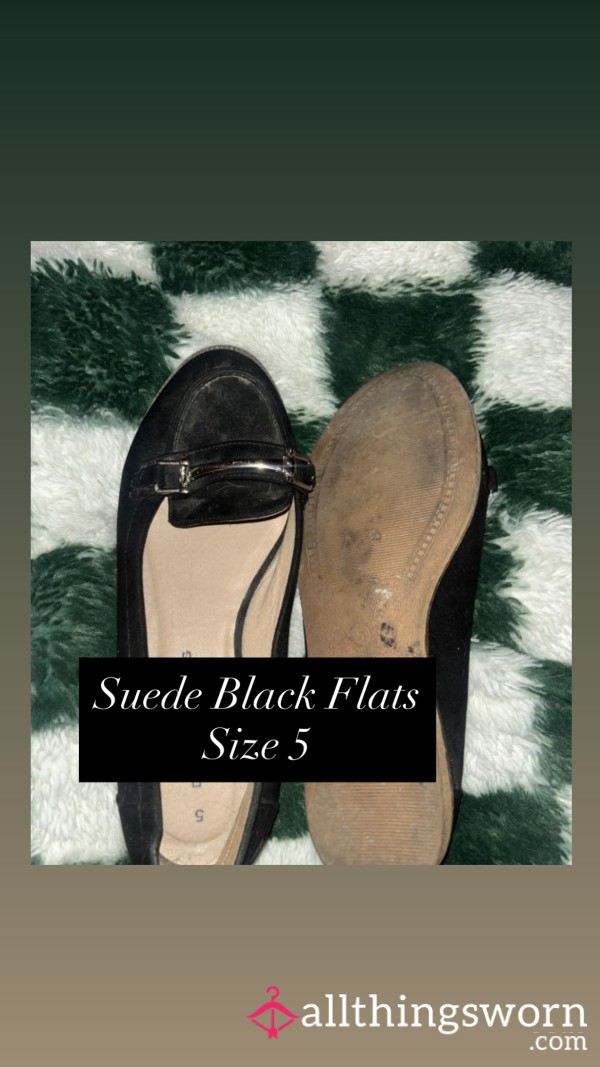 Cla**ic Flat Black Suede Shoe- Size 5- Dorothy Perkins