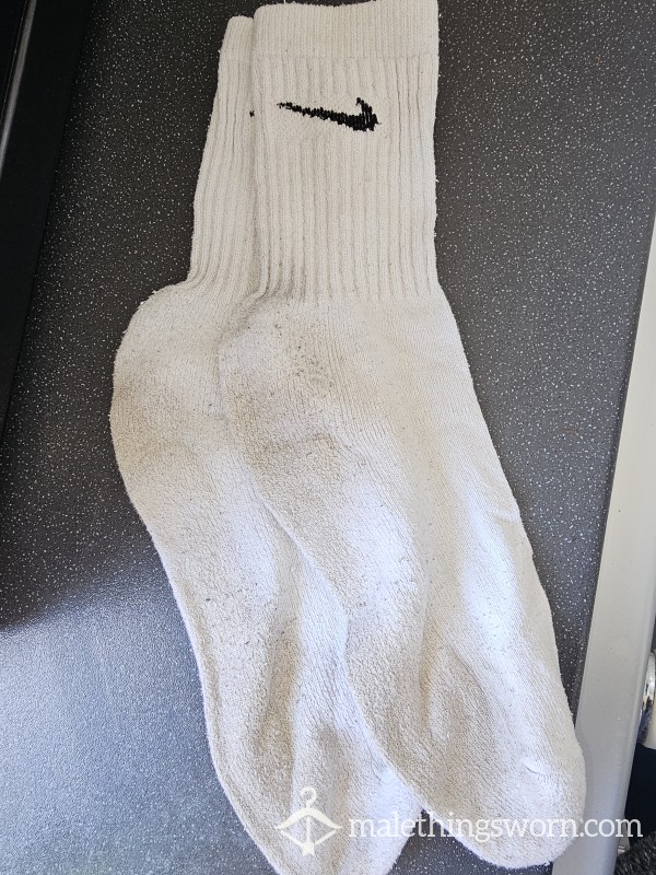 Clean & Sweaty White Nike Socks
