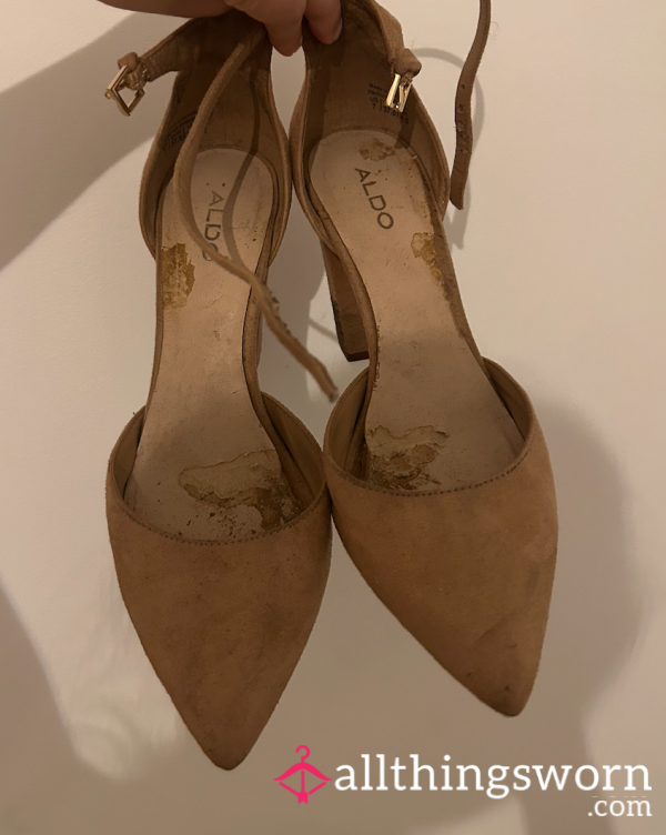CLEANER NEEDED!! DISGUSTING Old Suede Nude Heels Covered In Dirt