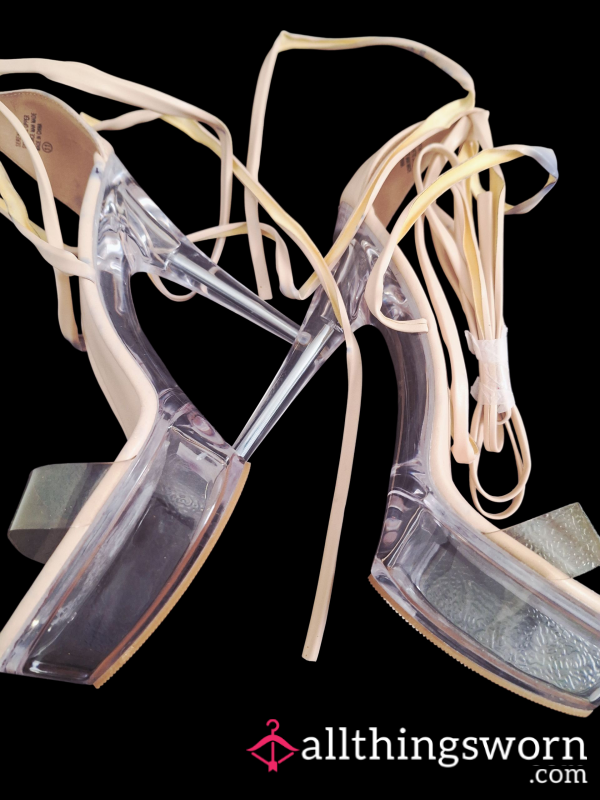 🔥 Clear Platform Heels – Lace Up Style 🔥