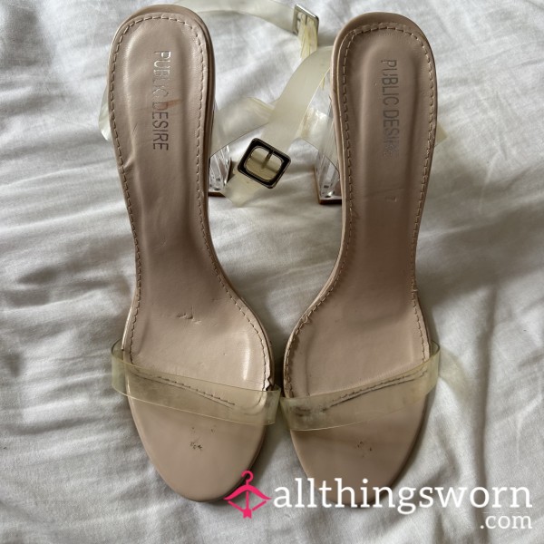 🤍 Clear Strap Heels - Dirty & Uk Size 7