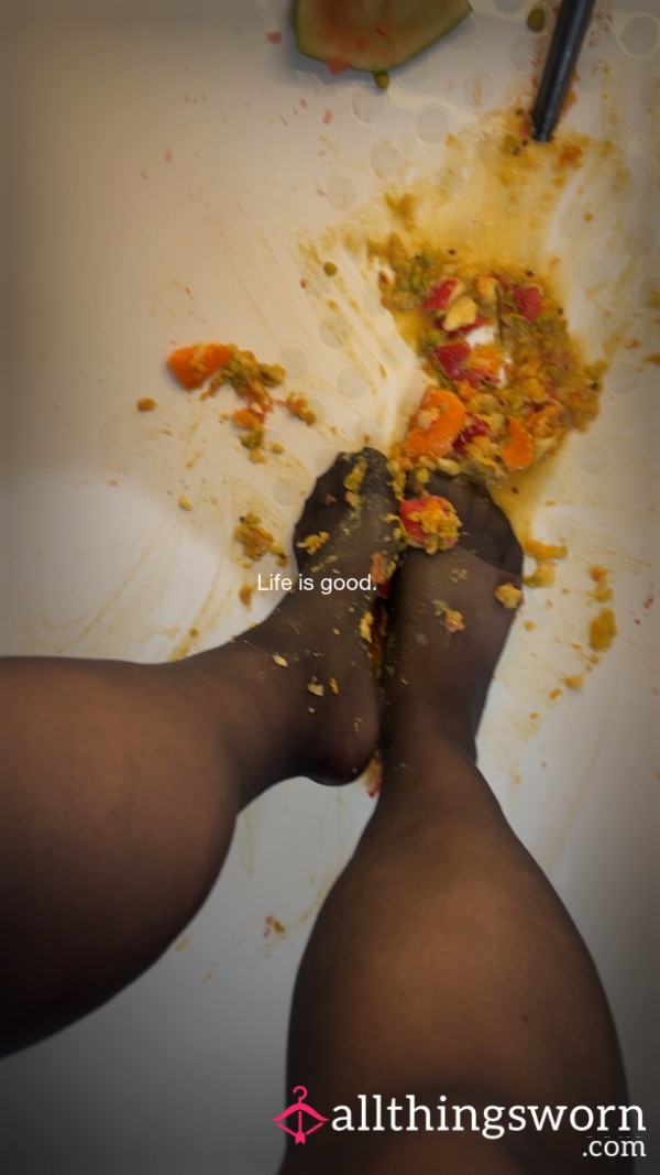 Close Up Fruit Crushing With Tights