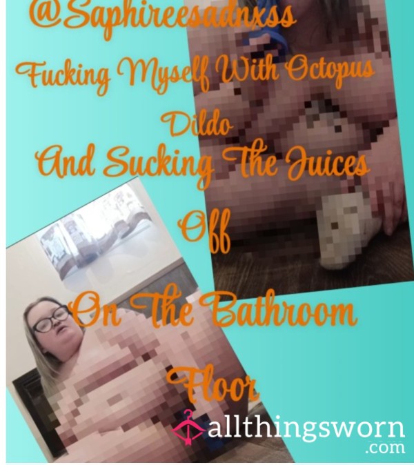 Close Up |f**king Myself With Octopus Tntacle 🐙 Di**o On Bathroom Floor | Sucking My Sweet Juices Off With Quiet Moaning💦