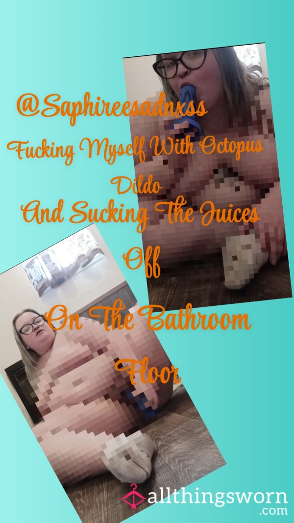 Close Up |f**king Myself With Octopus Tntacle 🐙 Di**o On Bathroom Floor | Sucking My Sweet Juices Off With Quiet Moaning💦
