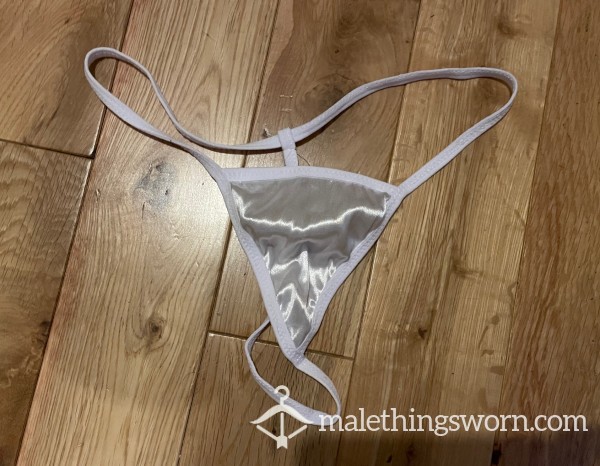 C*ck Scented Women's White Silky Satin Thong Panties - Ready To Be Customised For You!