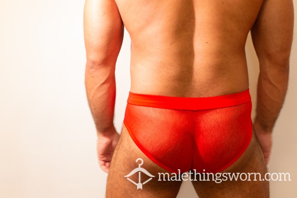 C*ckON Sheer Briefs, Red. Dm For Front Photo