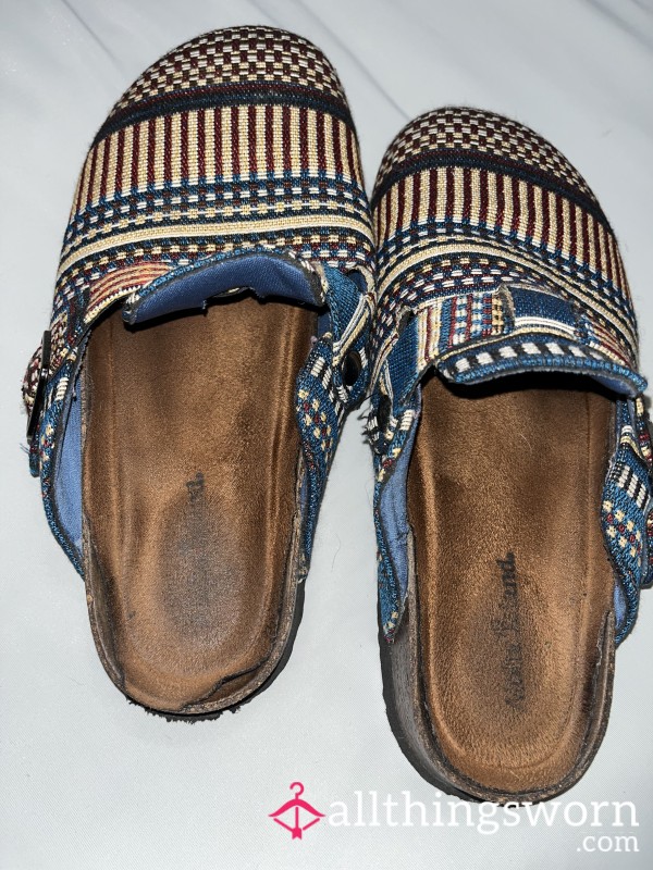 Colorful Slip On Clogs Worn
