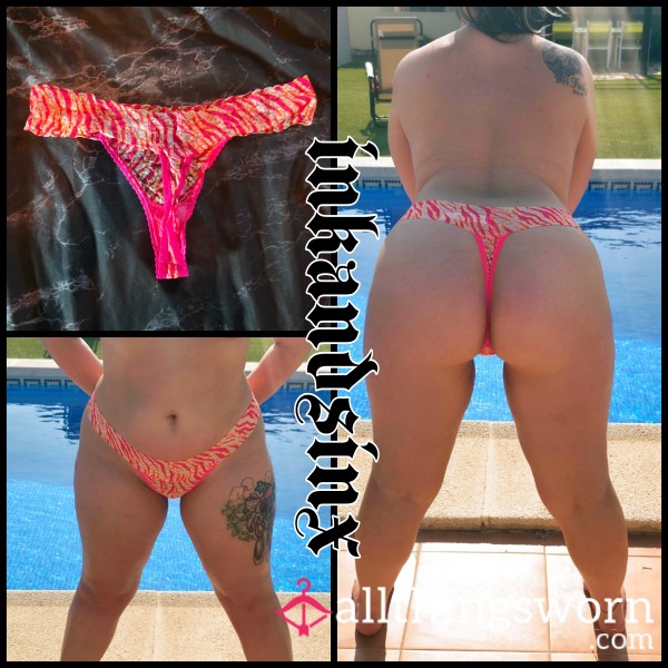 🖤 Coloured Zebra Pattened Thong+ Video, Worn 24hrs, Sealed 🖤