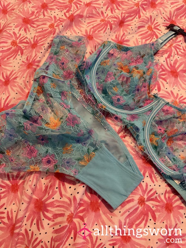 Colourful Lace D Cup Bra And Matching Panties