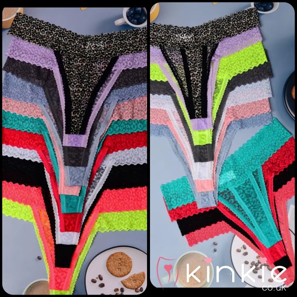 Colourfull Lacy Thongs Sz 16