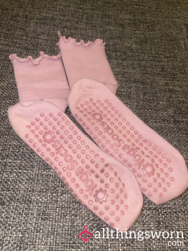 Comfy Worn Pink Pilates Socks – Cute, Cozy & Scented With Me
