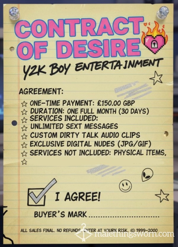 CONTRACT OF DESIRE🤤🥰😈 One Month Of Unlimited S**ting, Nudes And More…