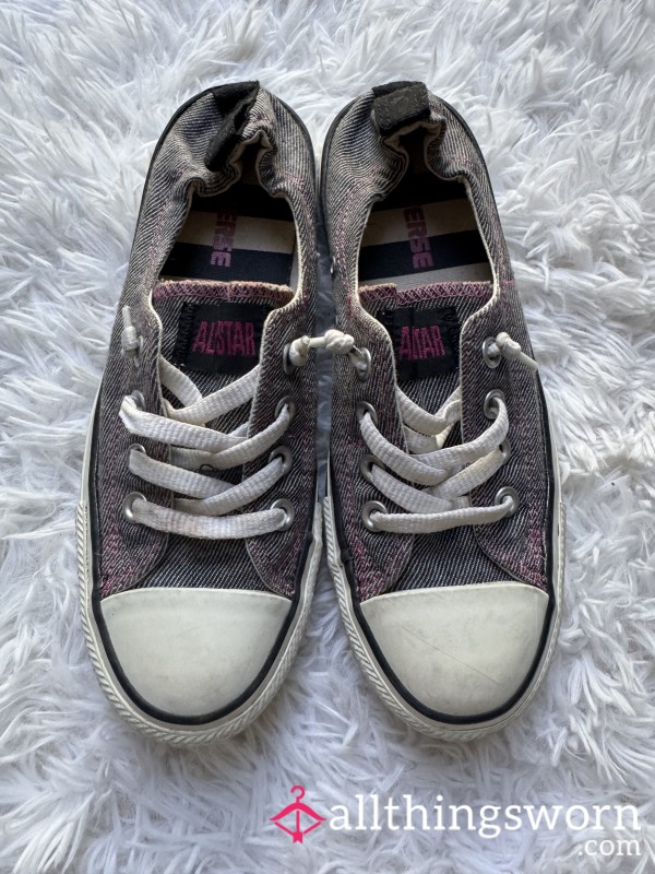Converse Low Top Slip Ons - Black/grey/pink