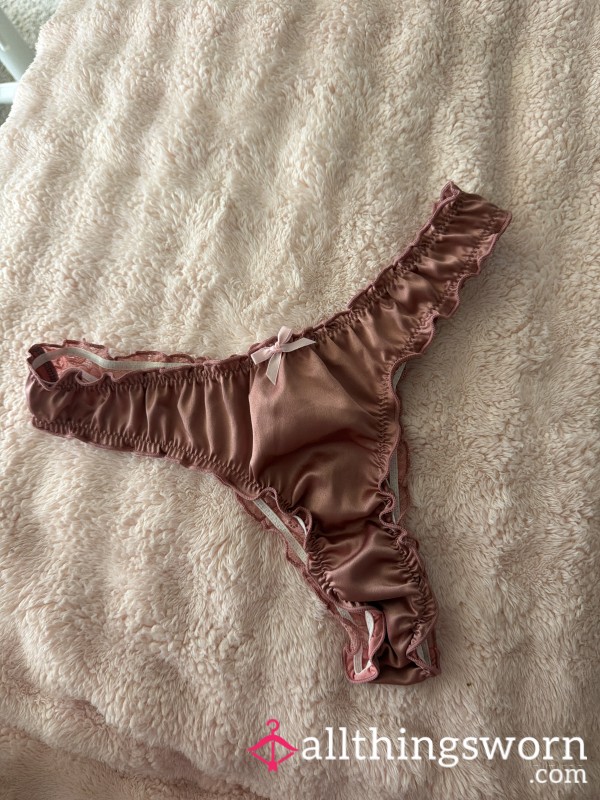 🌸Copper Pink Satin & Lace Thong Panties🌸 SALE 13