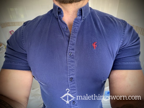 COPS FATHERSONS NAVY SHIRT SHIRT BO ARMPIT STAINED WORN SWEAT MAN SKUNKED 💪🏽💧👅 👔 📦 🤪✅