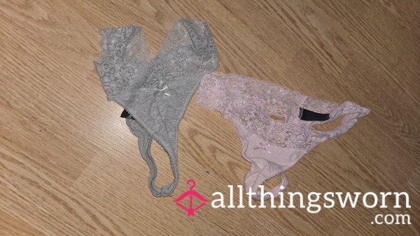Cotton And Lace Thongs
