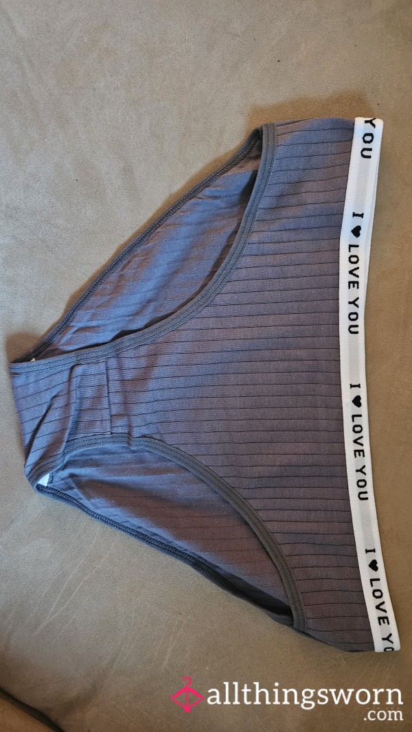 Dark Gray I Love You Cotton Bikini Cut Panty