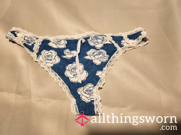 Cotton Blue Flor*l Thong