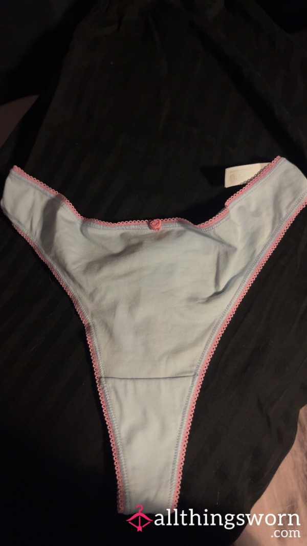 Cotton Blue Thongs, Pink Frill Details Filled With My Scents🐱💦
