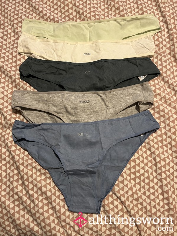 Cotton Brazilian Cut Panties. Days Of The Week On Them…… No Saturday Or Sunday Though. I Guess I’m Going Commando At The Weekend Then 😂 £20 Per Pair Or 2 For £35.  W