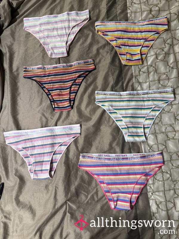 Cotton Colorful Striped Bikini Panties