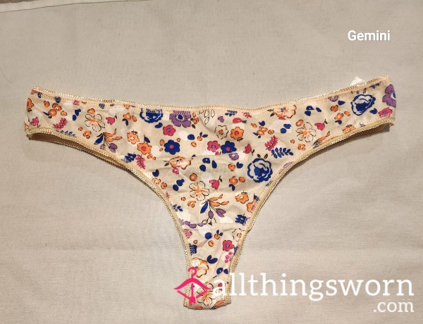 Cotton Flor*l Thong
