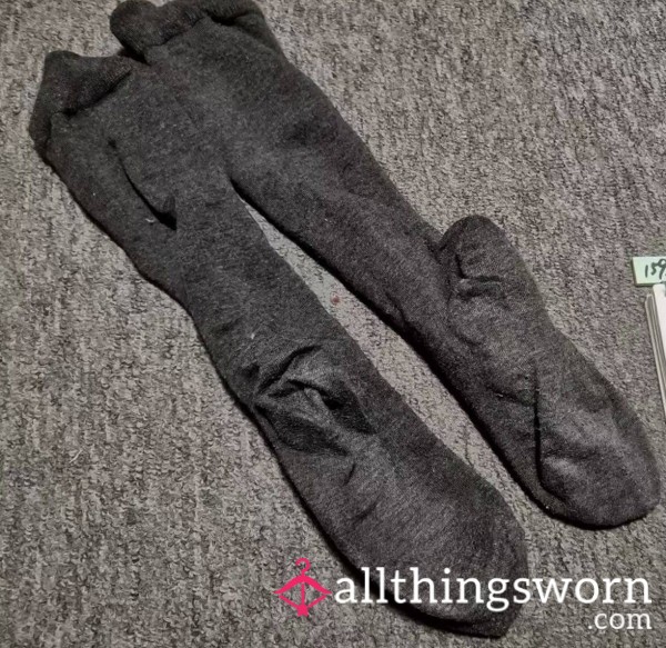Cotton Gray Calf-length Socks