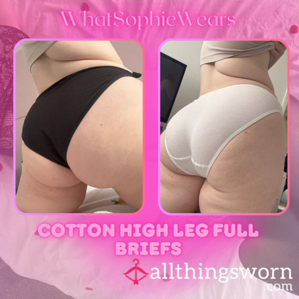 Black And White Cotton High Leg Full Briefs