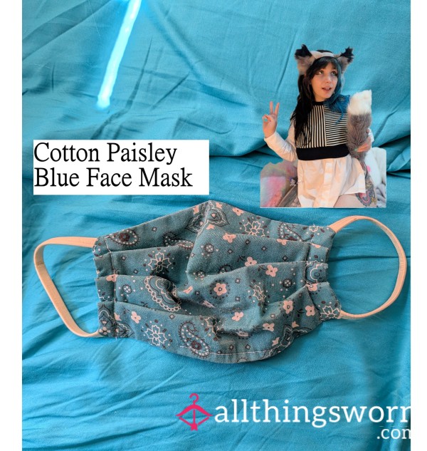 COTTON PAISELY BLUE FACE MASK
