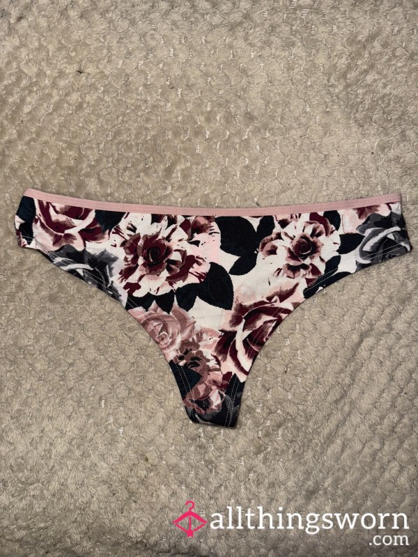 Cotton Purple Flowery Thong