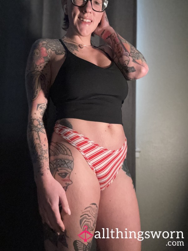 Cotton Red And White Thong