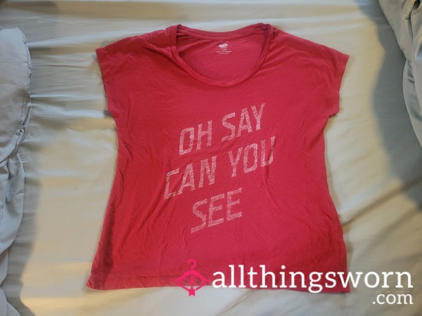 Cotton Sleep Shirt: Red, Sleeveless