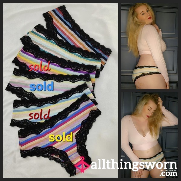 ON SALE Cotton Stripe Panties .. 48 Hours Wear ... Come Enjoy Me And Let Me Be Yours For 2 Days
