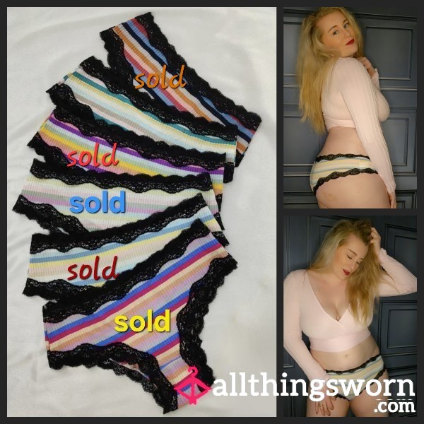 ON SALE Cotton Stripe Panties .. 48 Hours Wear ... Come Enjoy Me And Let Me Be Yours For 2 Days