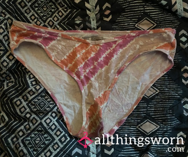 95% COTTON (2 Day Wear) Striped Panties (HEAVILY STAINED GUSSET)