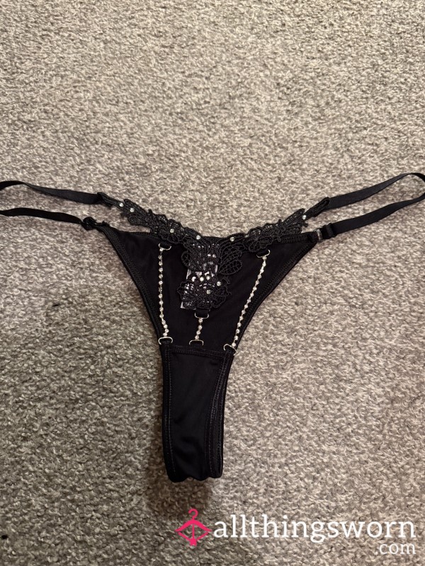 🖤 Worn Cotton Thong With Back Detail 🖤