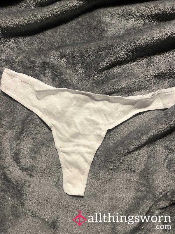 Cotton White Thongs🐱🖤