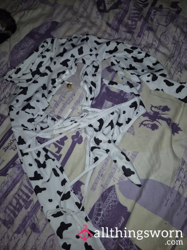 Cow Print Lingerie Size M (tail On Panties)