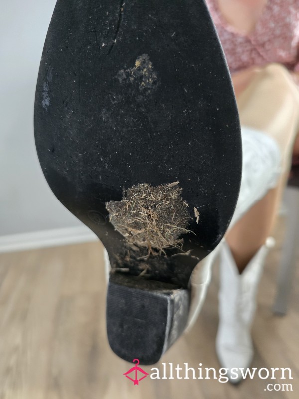 Cowboy Boots With Chewing Gum Stuck To The Sole
