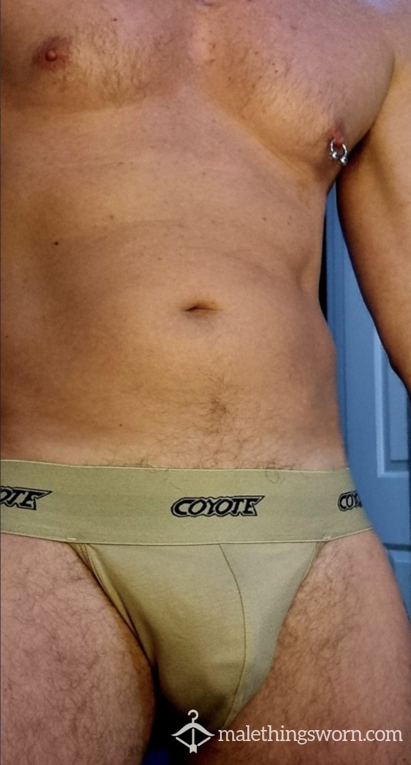 Coyote Jocks Beige Jockstrap Ball Sweated, Gymmed, Worn