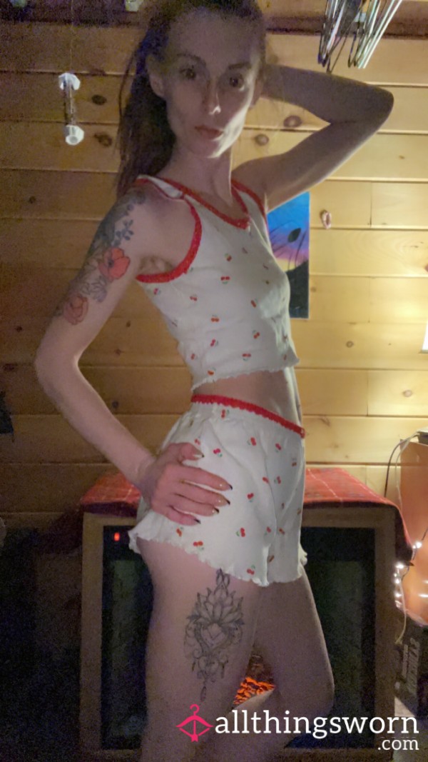Cozy Cherry Pajamas Set! Worn 5 Nights!