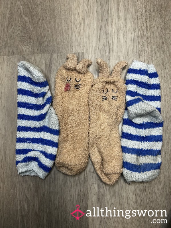 Cozy & Filthy: Thick Winter Socks Drenched In Our Sweet Sweat ❄️👣💦