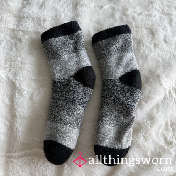 Cozy Gray & Black Fuzzy Socks