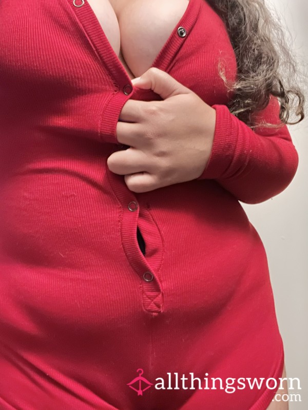 Cozy Red Long Sleeve Onesie/Size L-Xl