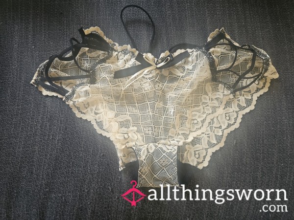 Cream And Black Panties Medium