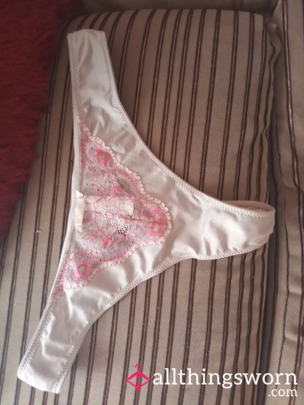 Cream And Pink Thong