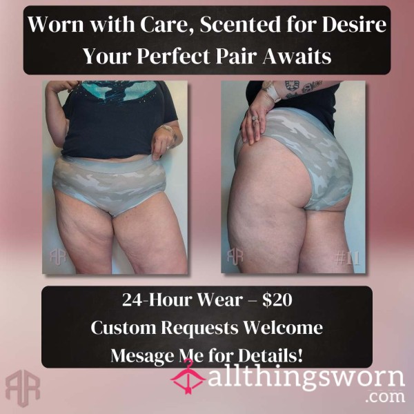 Worn Cream Camo PINK Boyshorts – 24HR Dirty Tease In Soft Cotton