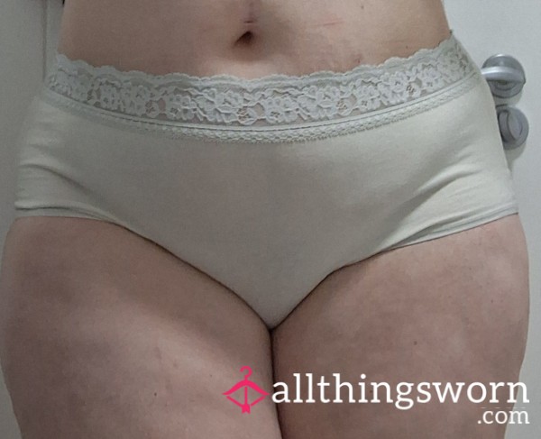 Cream Cotton And Lace Panties